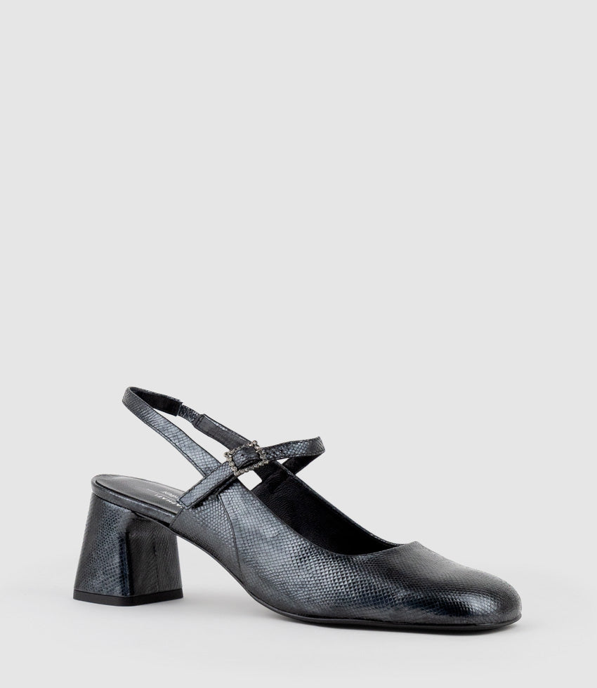 DARLA70 Squond Slingback Pump in Black - Edward Meller