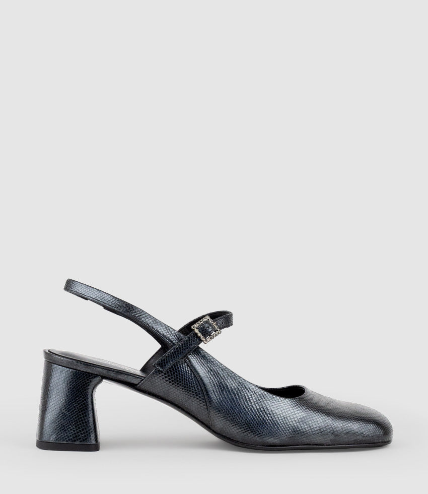 DARLA70 Squond Slingback Pump in Black - Edward Meller