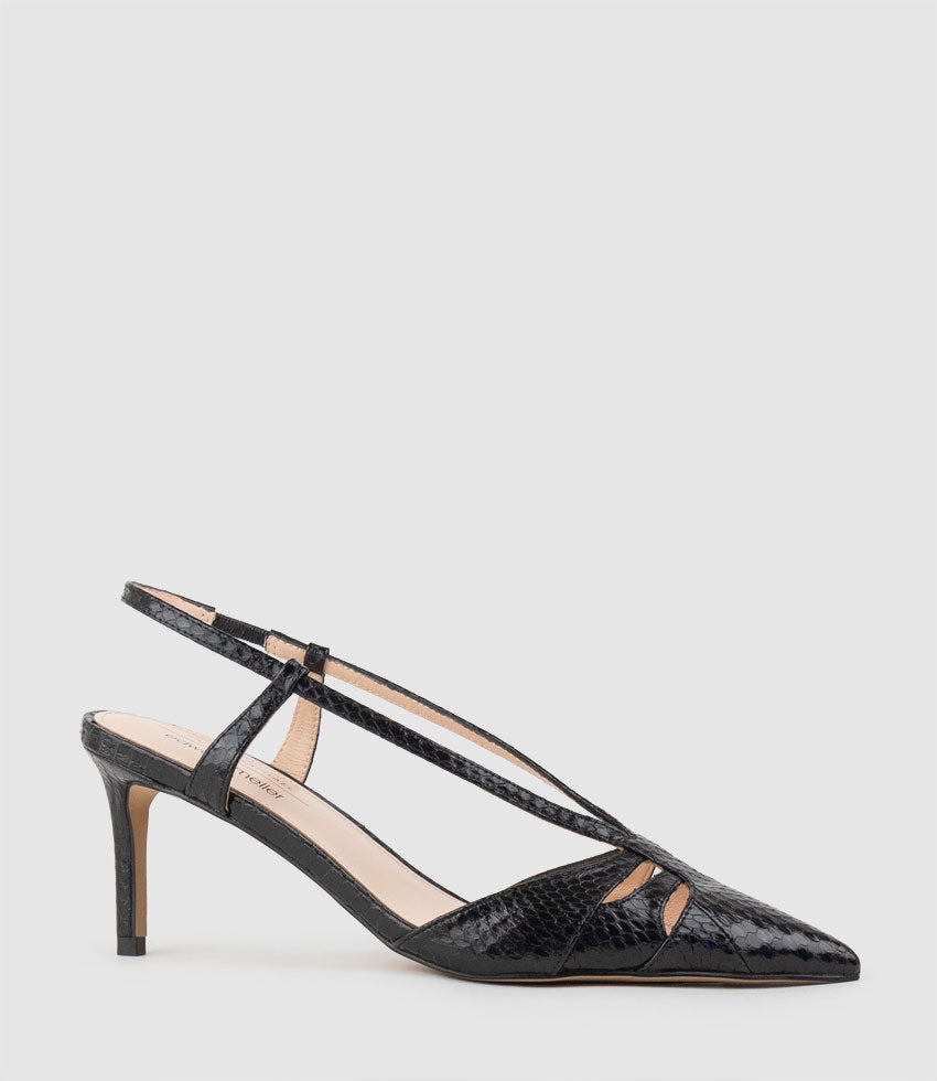 DELLE70 Posted Slingback in Black Snake - Edward Meller