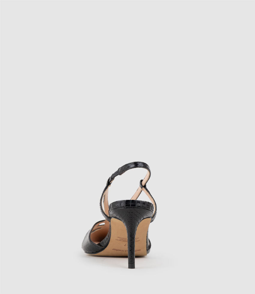 DELLE70 Posted Slingback in Black Snake - Edward Meller