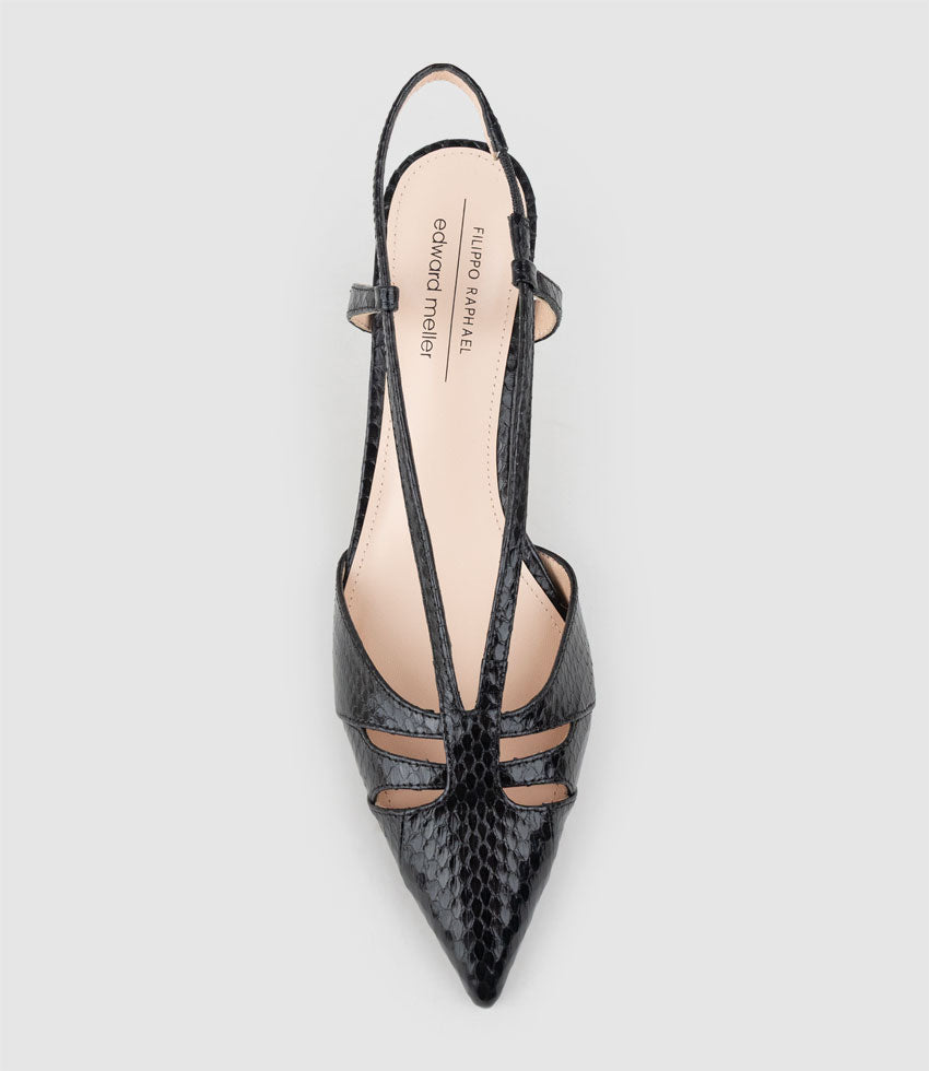 DELLE70 Posted Slingback in Black Snake - Edward Meller