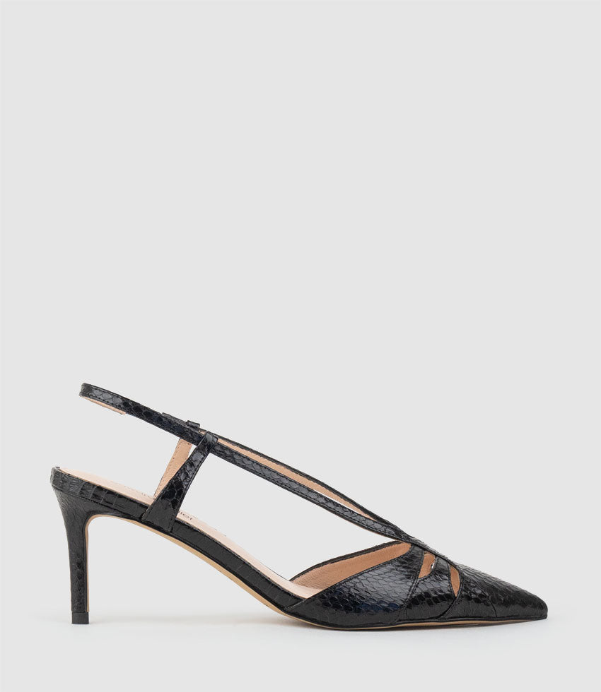 DELLE70 Posted Slingback in Black Snake - Edward Meller