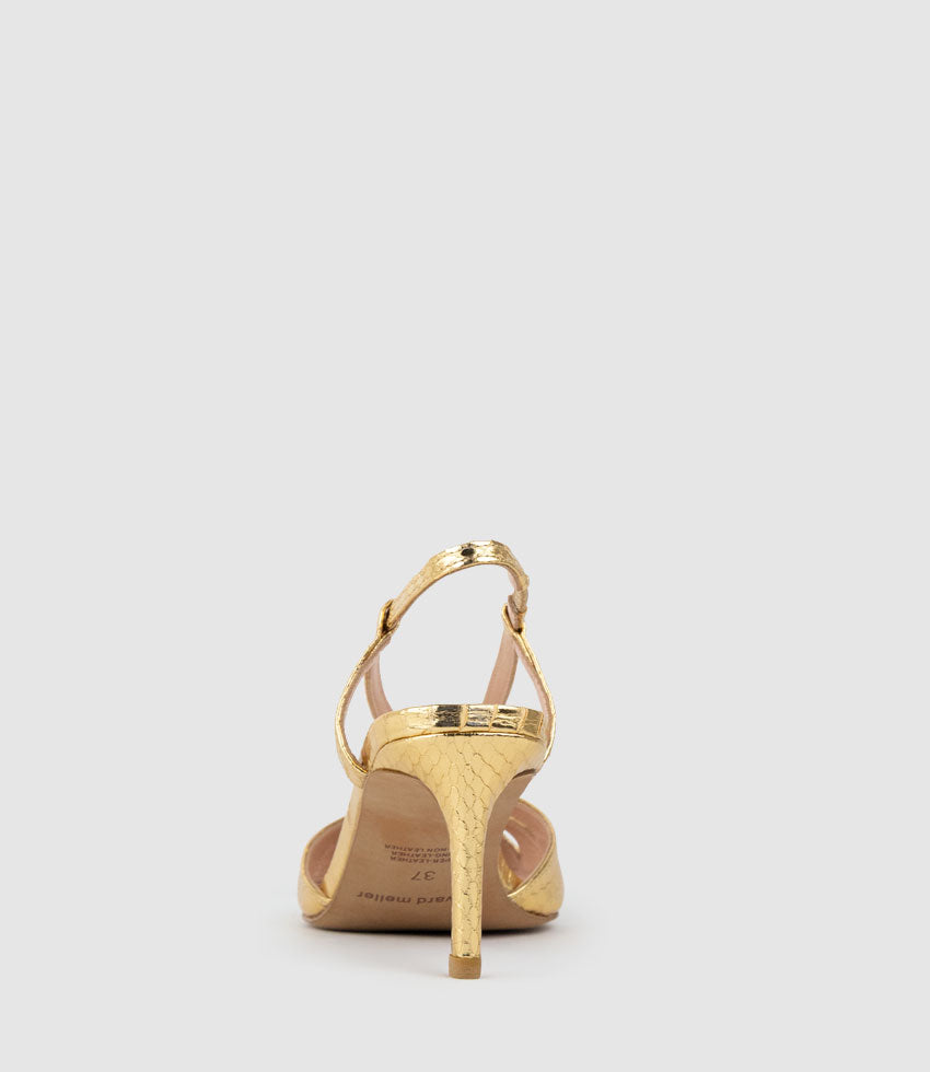 DELLE70 Posted Slingback in Gold Snake - Edward Meller