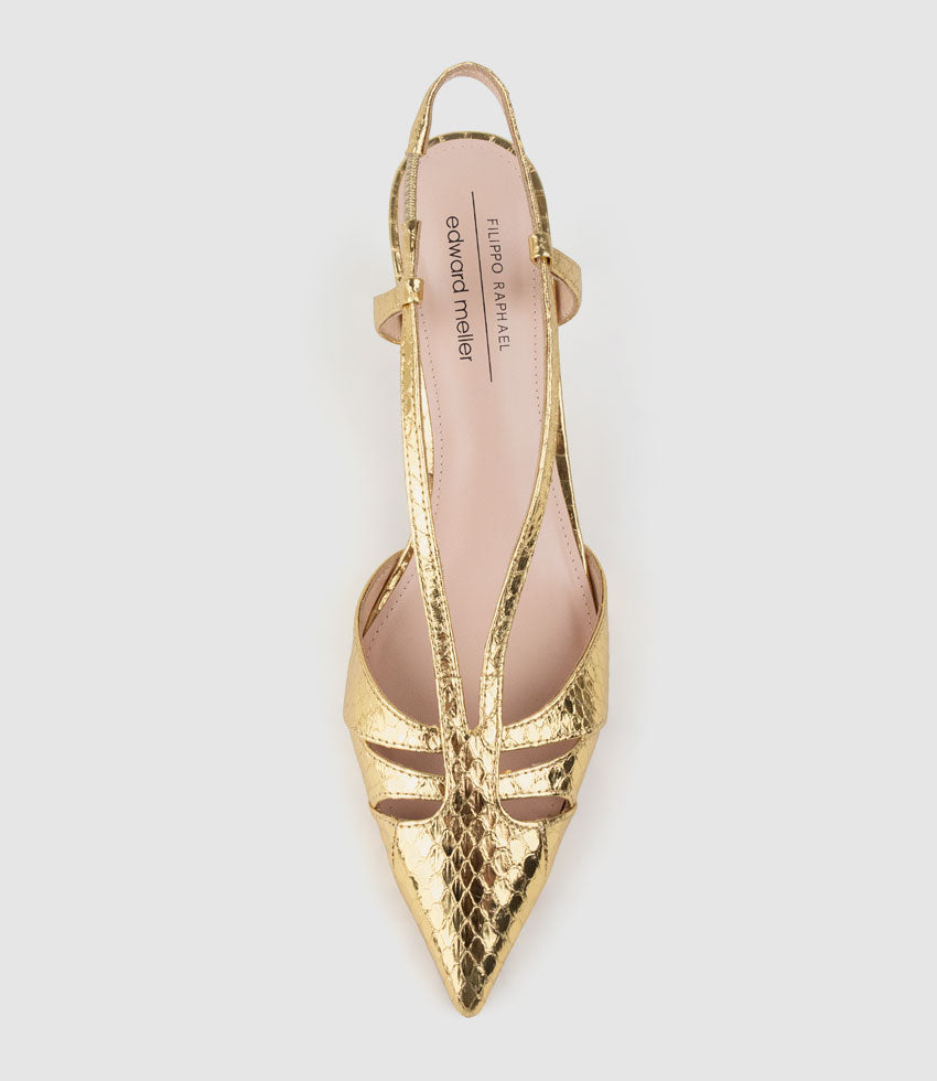 DELLE70 Posted Slingback in Gold Snake - Edward Meller