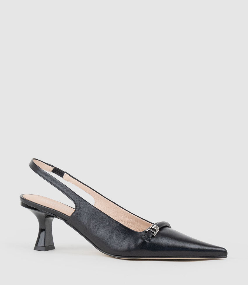 DELTA60 Slingback Pump with Strap in Black - Edward Meller