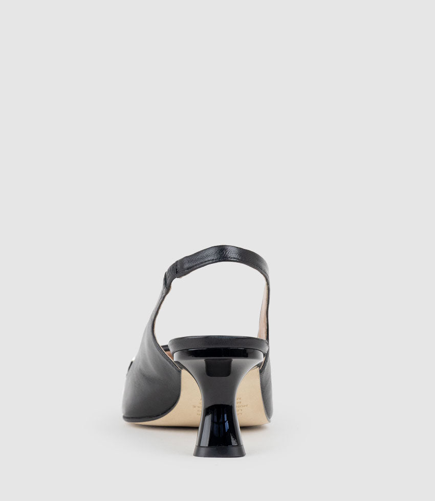 DELTA60 Slingback Pump with Strap in Black - Edward Meller