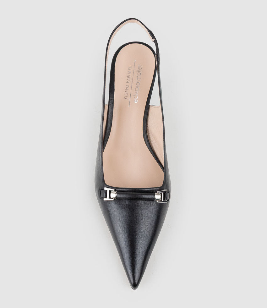 DELTA60 Slingback Pump with Strap in Black - Edward Meller