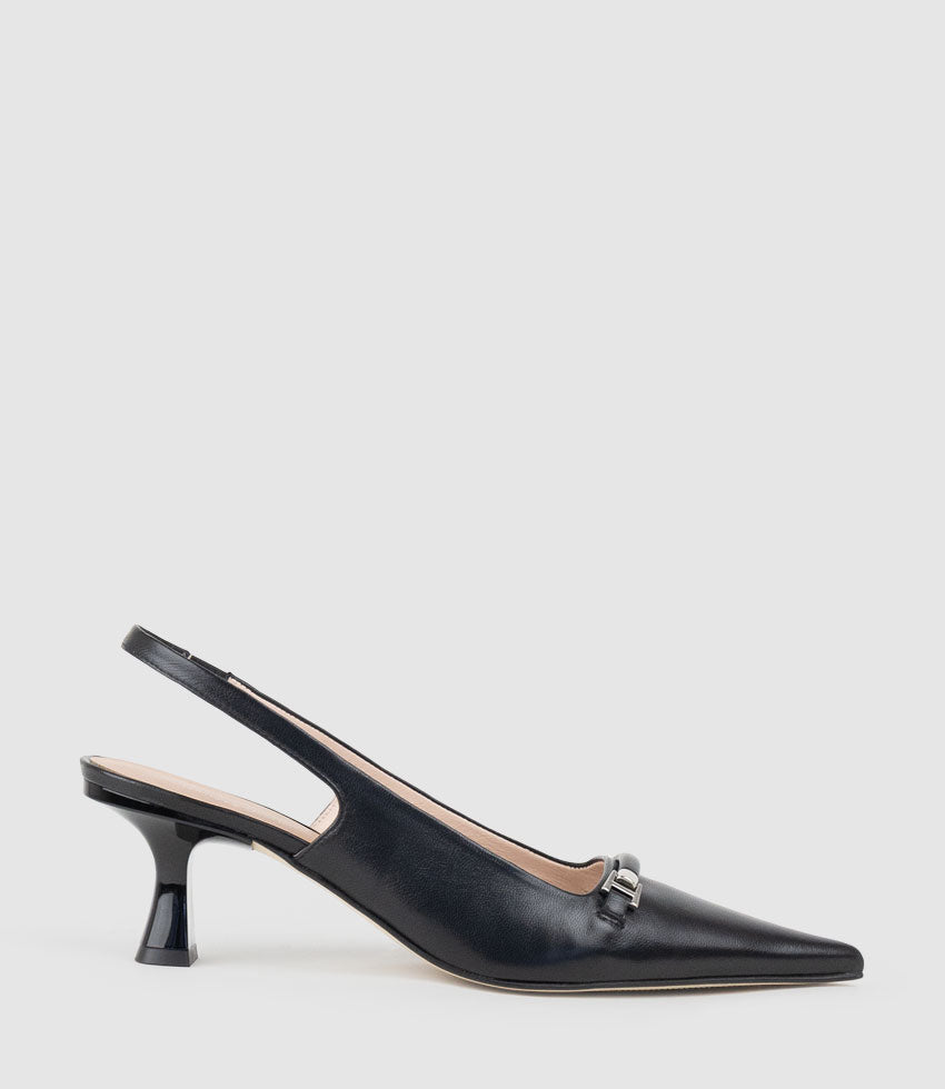 DELTA60 Slingback Pump with Strap in Black - Edward Meller