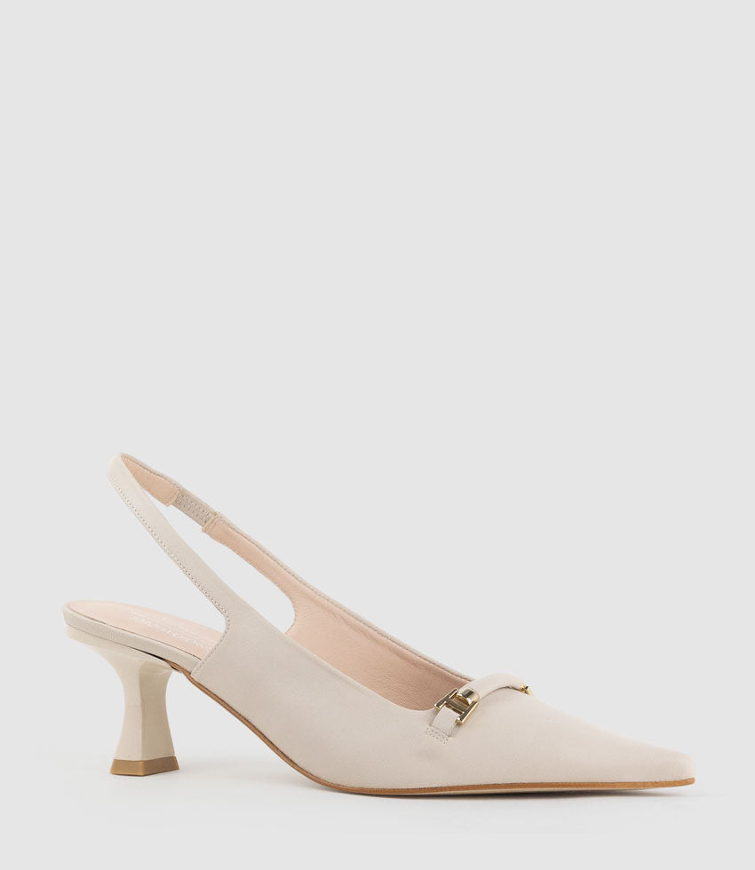DELTA60 Slingback Pump with Strap in Offwhite - Edward Meller