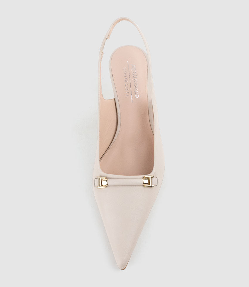 DELTA60 Slingback Pump with Strap in Offwhite - Edward Meller