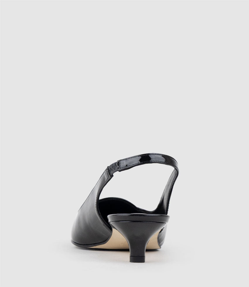 DEMILLA40 Pointed Loafer Slingback in Black Patent - Edward Meller