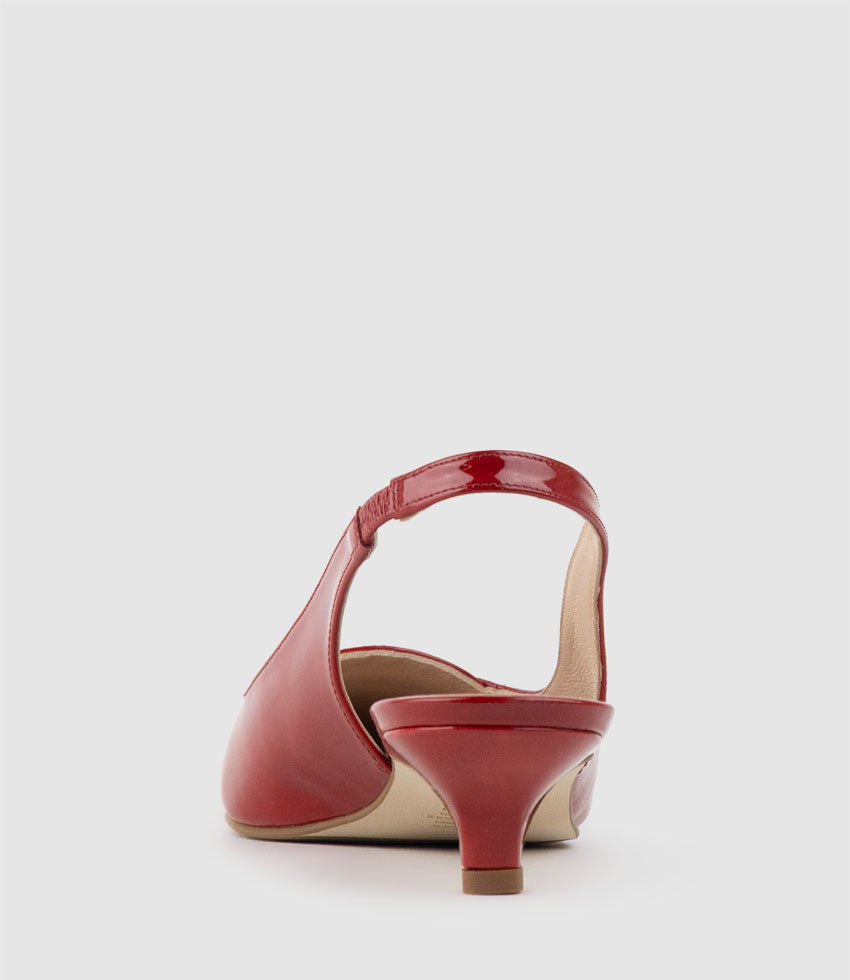 DEMILLA40 Pointed Loafer Slingback in Cherry Patent - Edward Meller