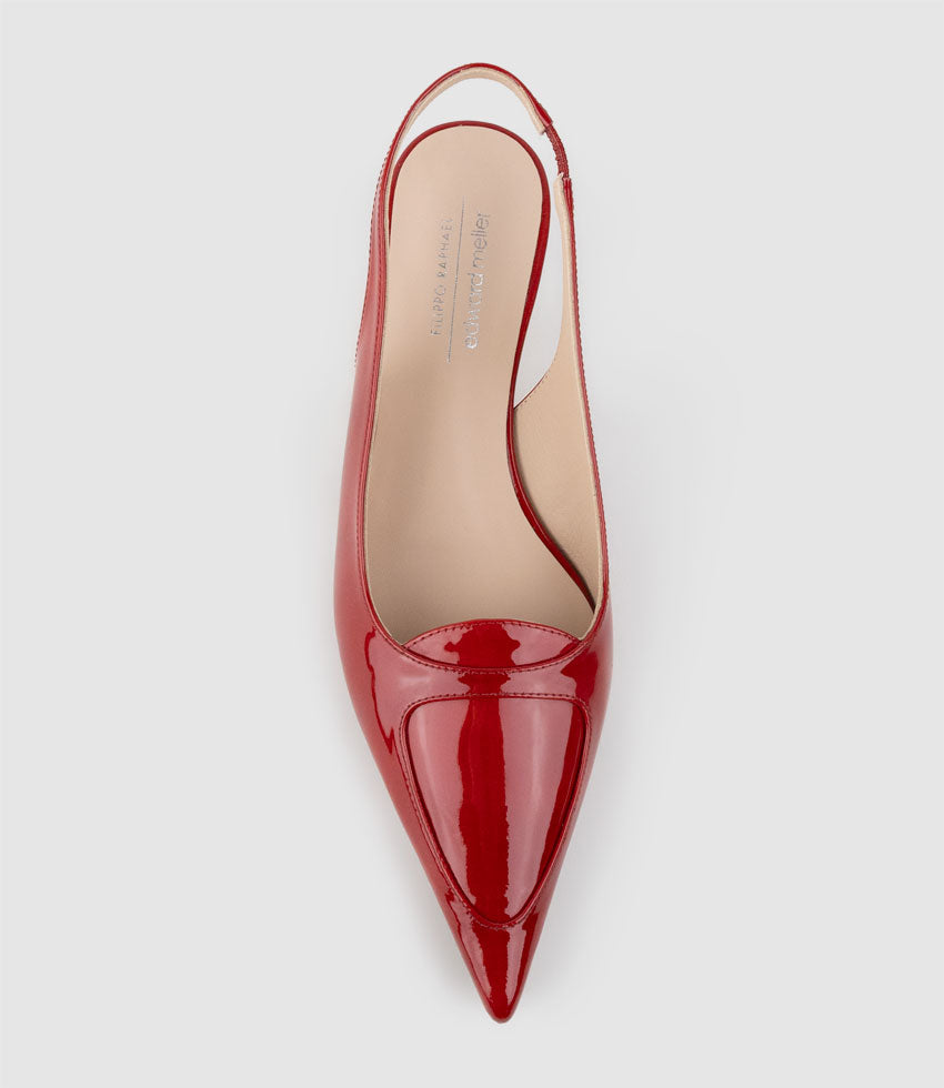 DEMILLA40 Pointed Loafer Slingback in Cherry Patent - Edward Meller
