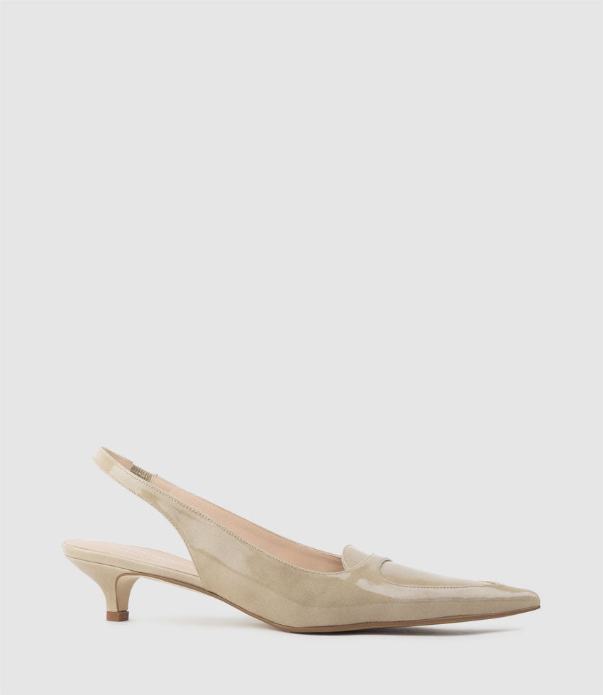 DEMILLA40 Pointed Loafer Slingback in Natural Patent - Edward Meller