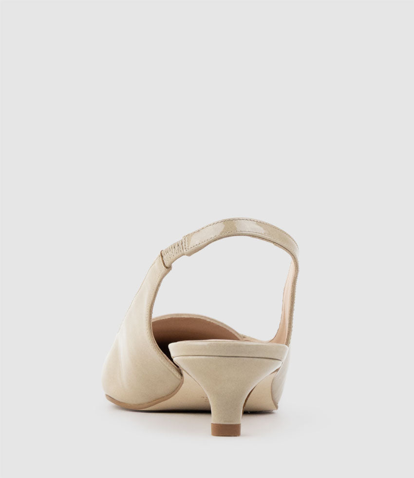 DEMILLA40 Pointed Loafer Slingback in Natural Patent - Edward Meller