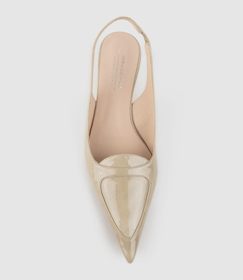 DEMILLA40 Pointed Loafer Slingback in Natural Patent - Edward Meller