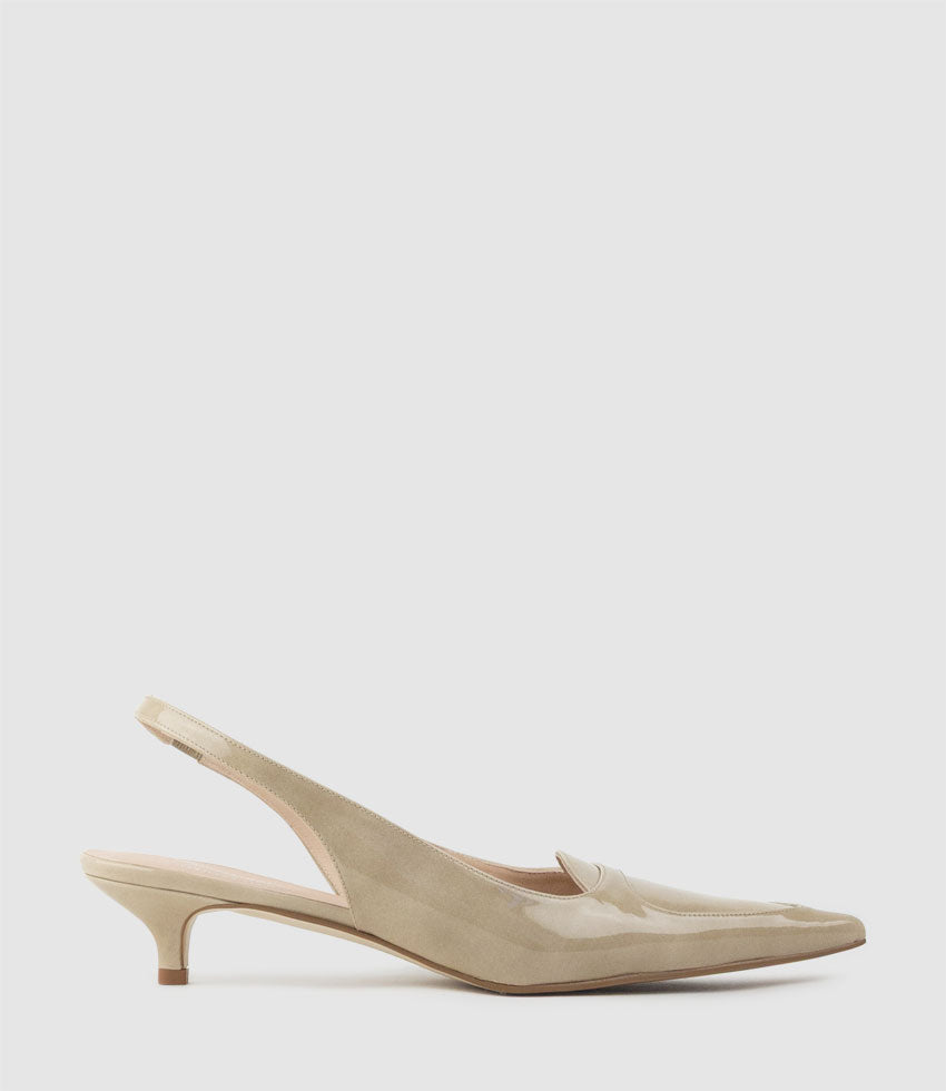 DEMILLA40 Pointed Loafer Slingback in Natural Patent - Edward Meller