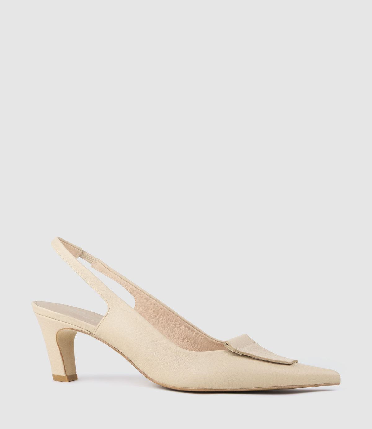DEMURE55 Slingback with Leather Ornament in Beige