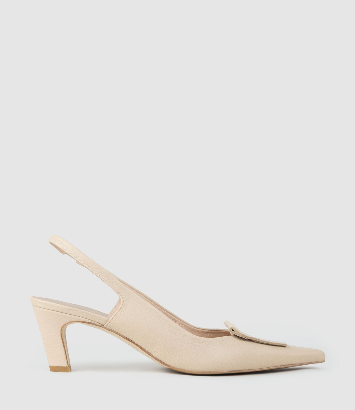 DEMURE55 Slingback with Leather Ornament in Beige
