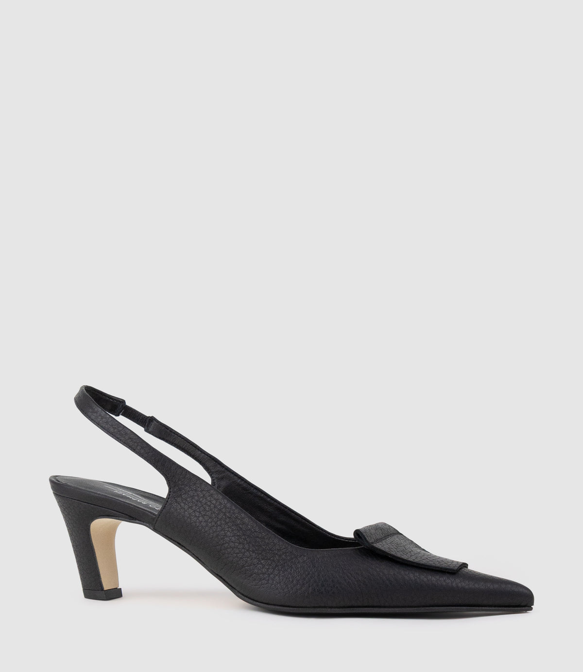 DEMURE55 Slingback with Leather Ornament in Black