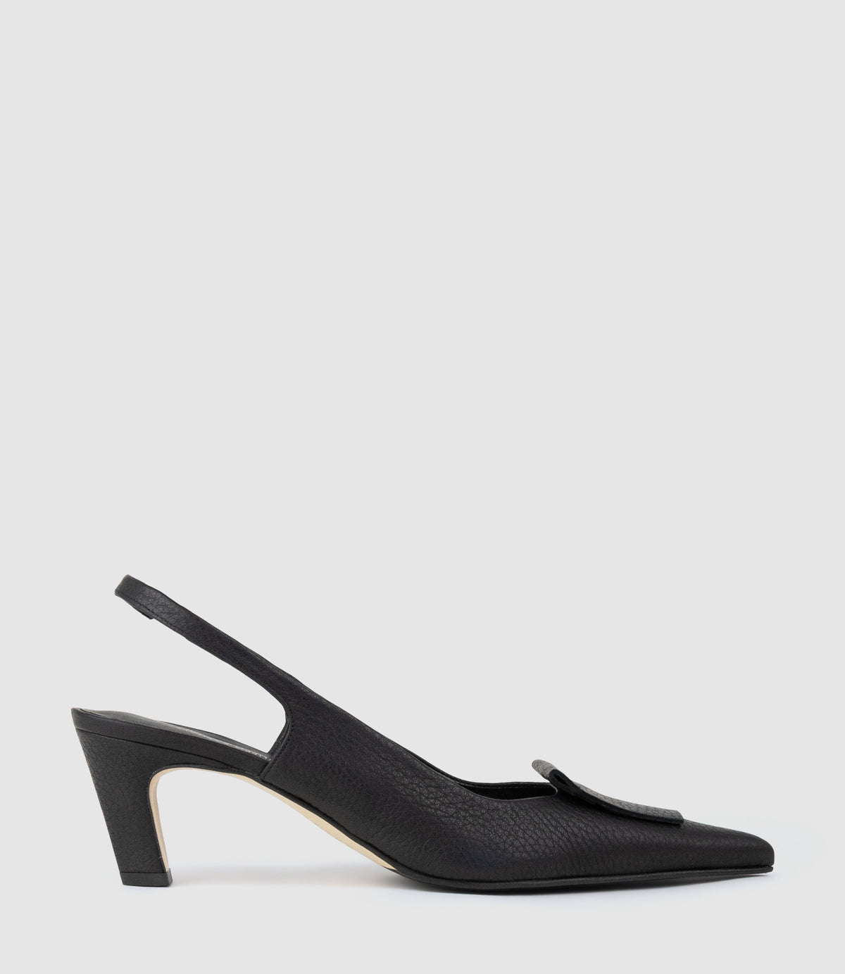 DEMURE55 Slingback with Leather Ornament in Black