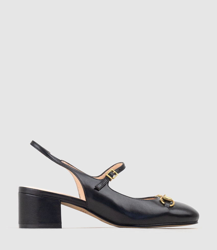 DESIRE45 Mary Jane Slingback Pump in Black Calf - Edward Meller