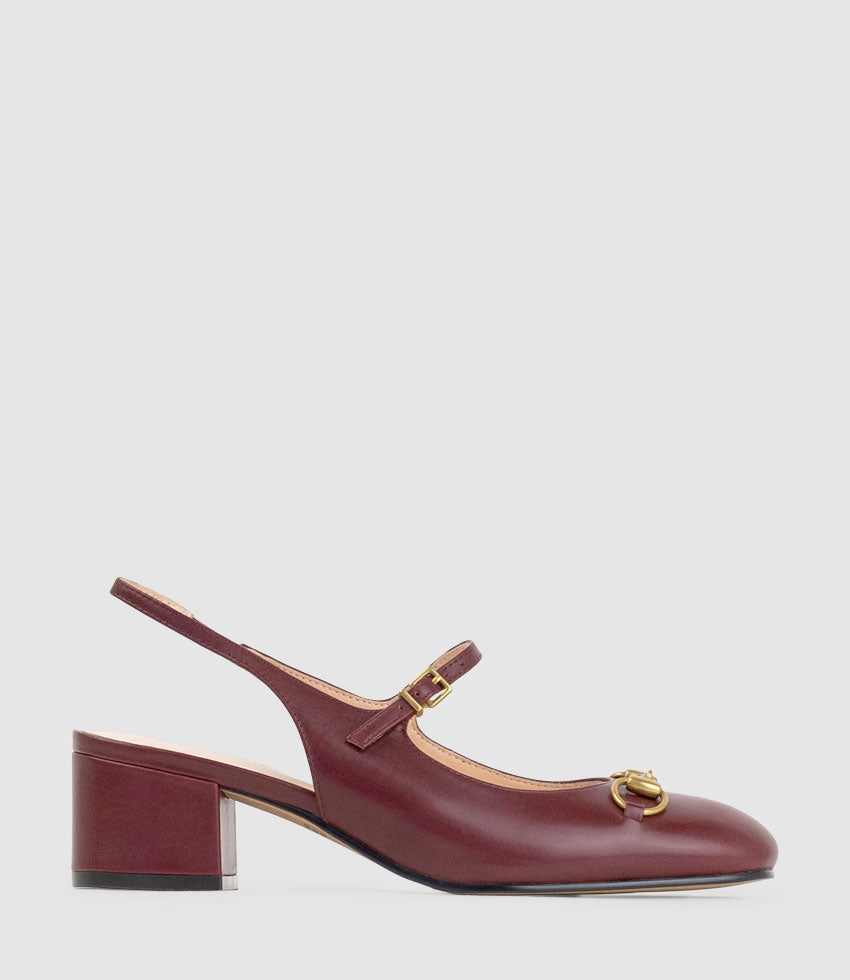 DESIRE45 Mary Jane Slingback Pump in Claret Calf - Edward Meller