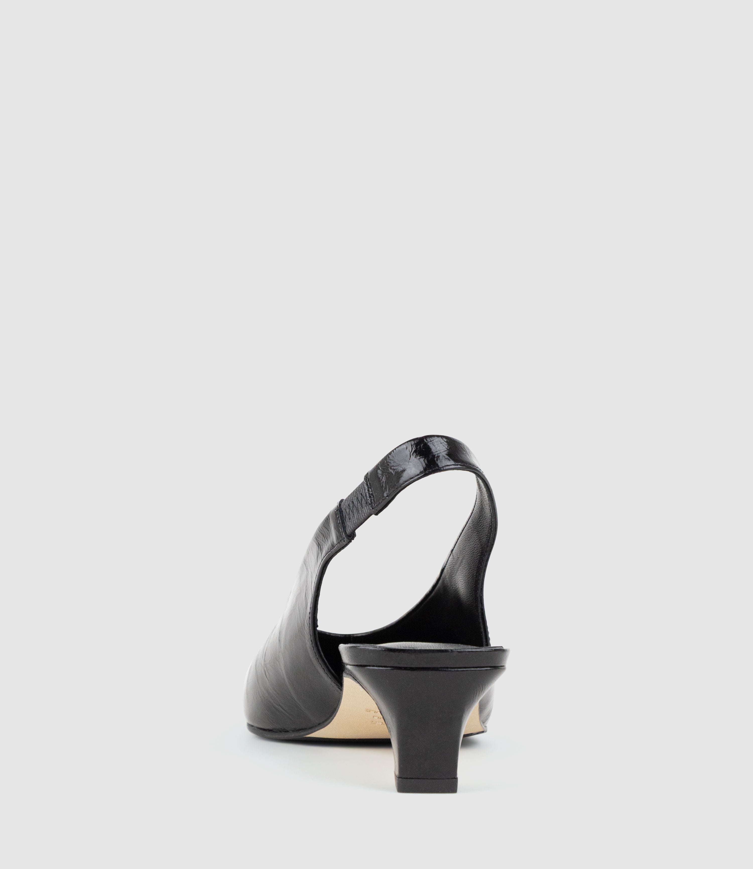 DIALA40 Choked Slingback in Black Crinkle Patent
