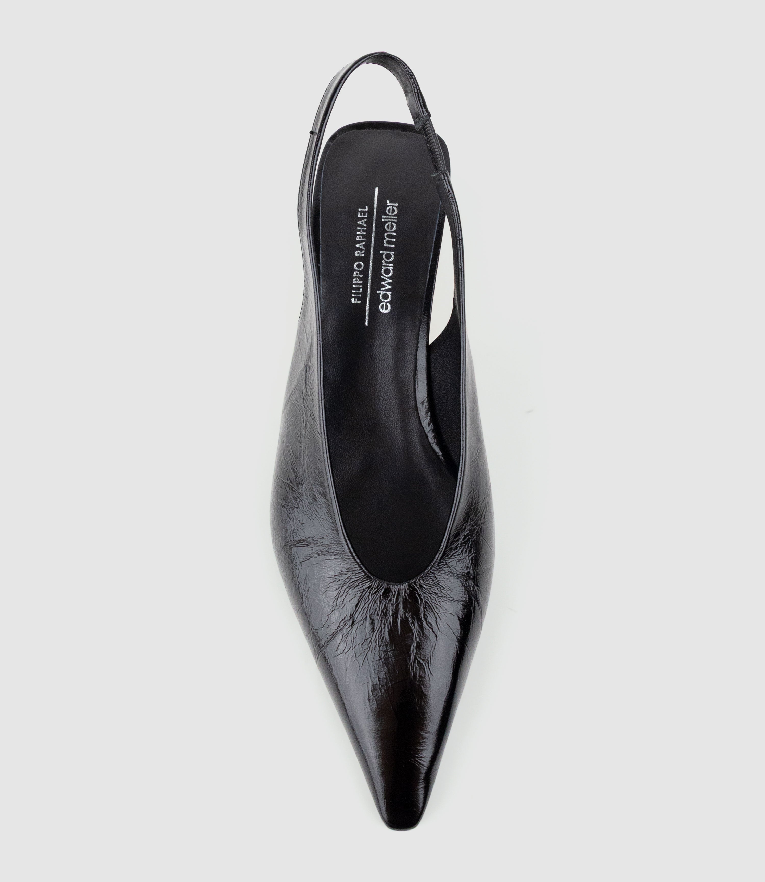 DIALA40 Choked Slingback in Black Crinkle Patent