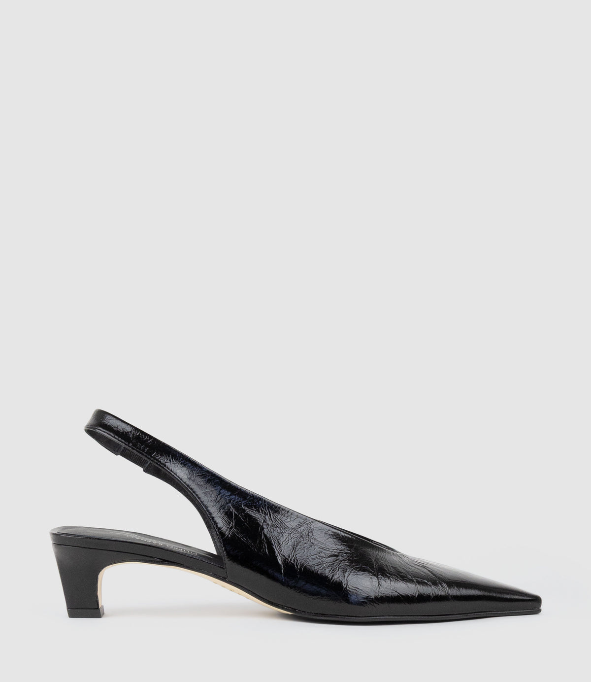 DIALA40 Choked Slingback in Black Crinkle Patent