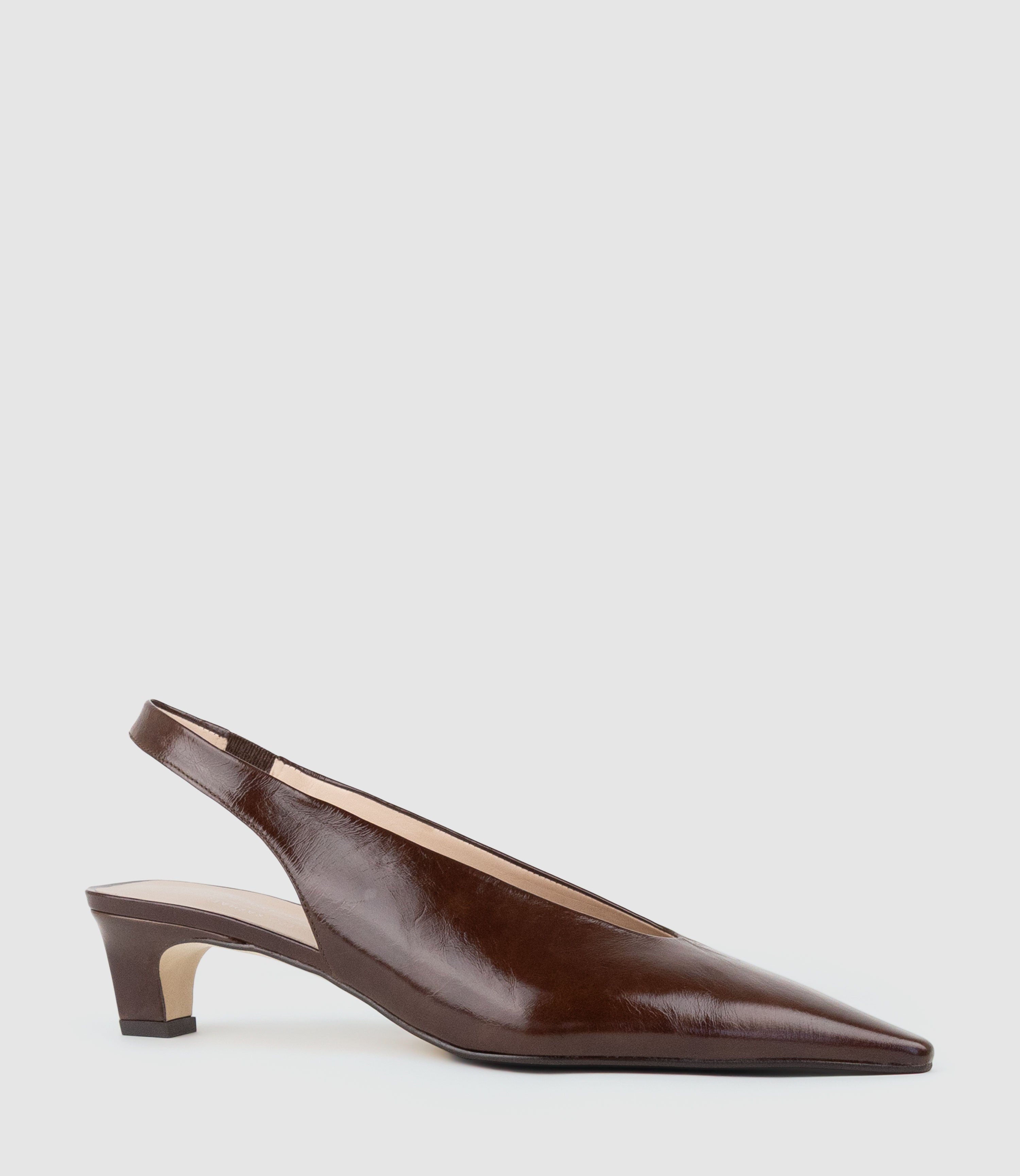DIALA40 Choked Slingback in Chocolate Crinkle Patent