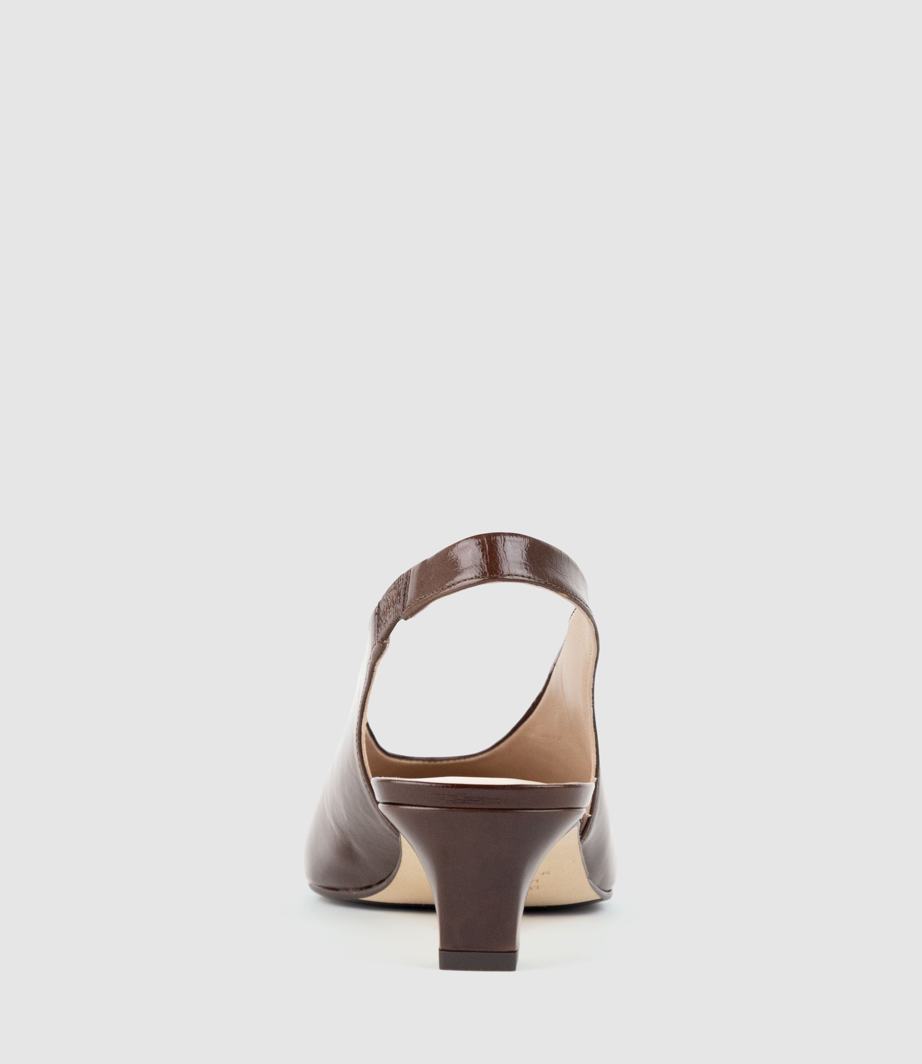 DIALA40 Choked Slingback in Chocolate Crinkle Patent