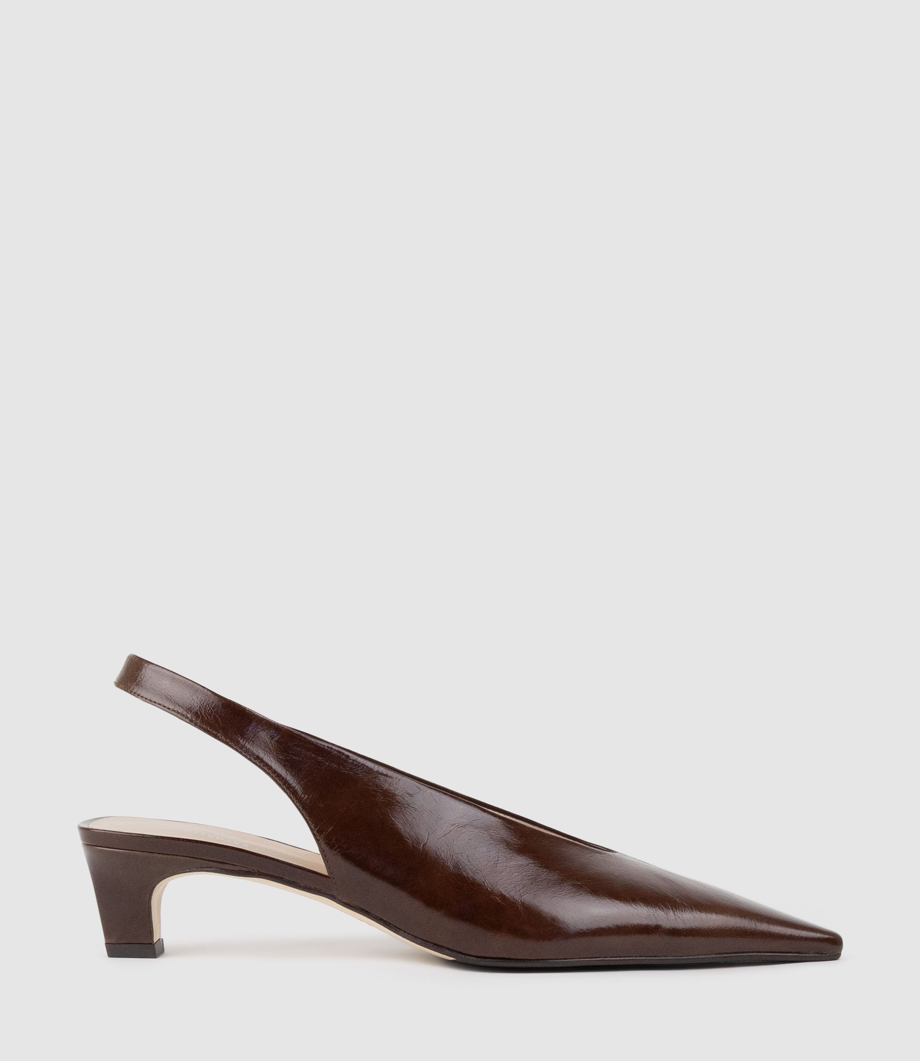 DIALA40 Choked Slingback in Chocolate Crinkle Patent