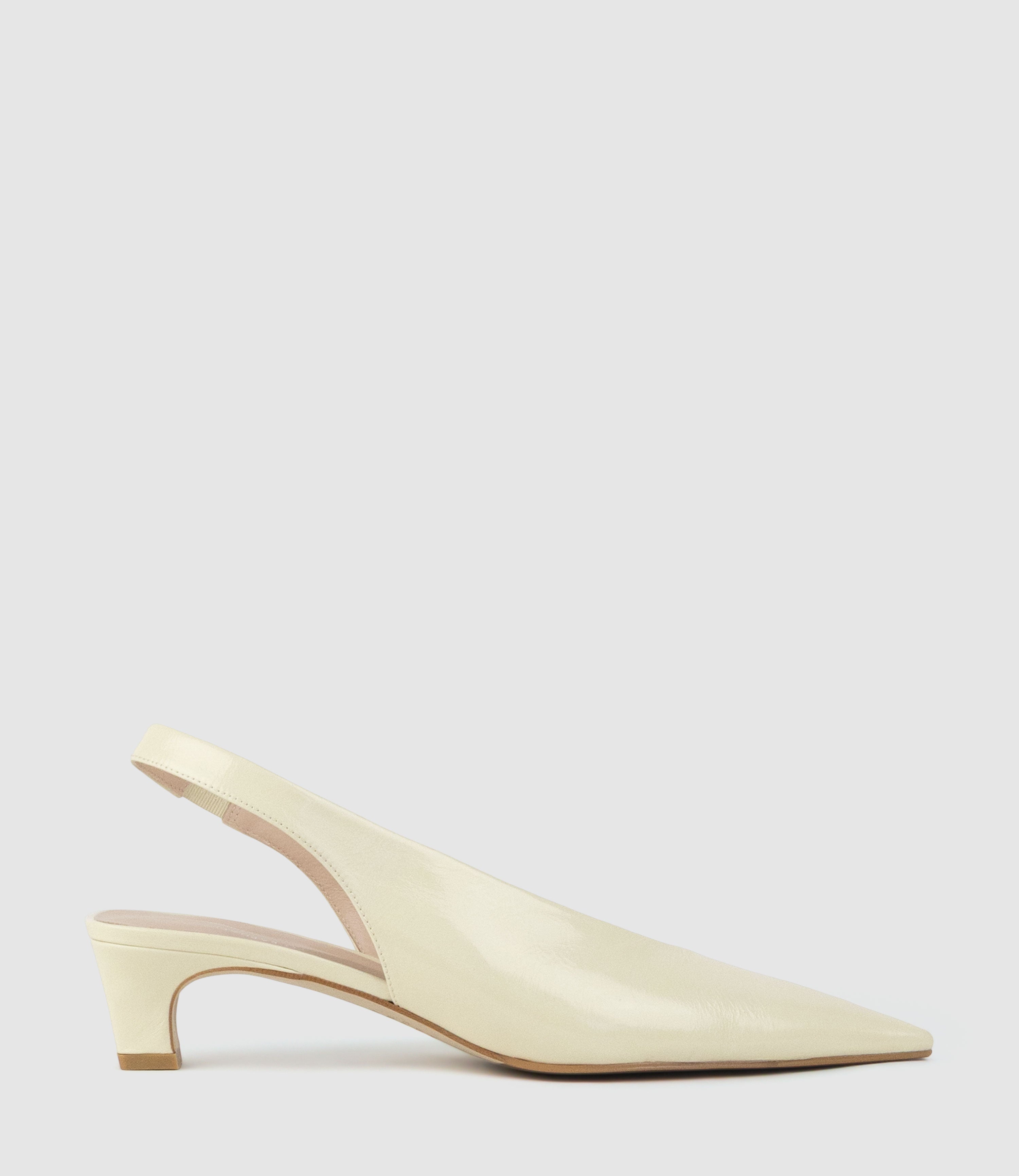 DIALA40 Choked Slingback in Offwhite Crinkle Patent