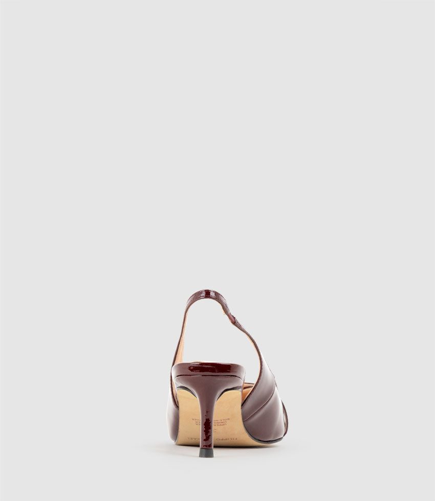 DIVINE55 Slingback Pump with Pearl in Wine Patent - Edward Meller