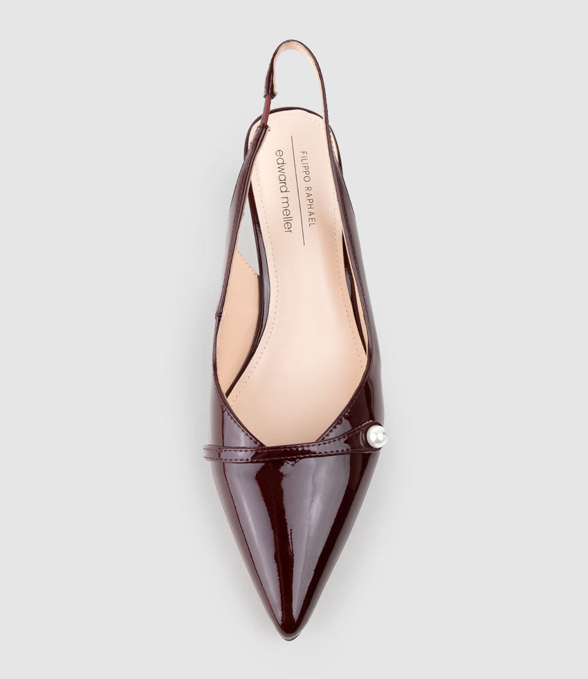 DIVINE55 Slingback Pump with Pearl in Wine Patent - Edward Meller