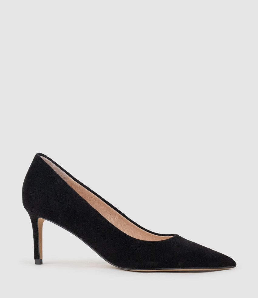 DIYU70 Pointed Pump in Black Suede - Edward Meller