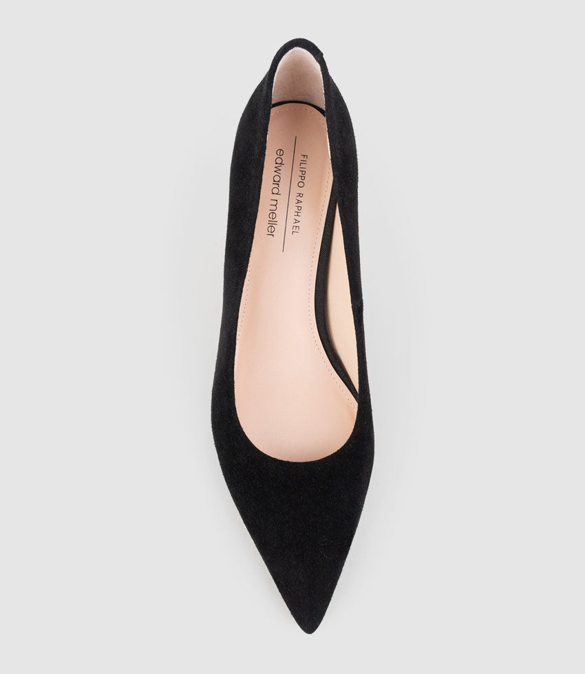 DIYU70 Pointed Pump in Black Suede - Edward Meller