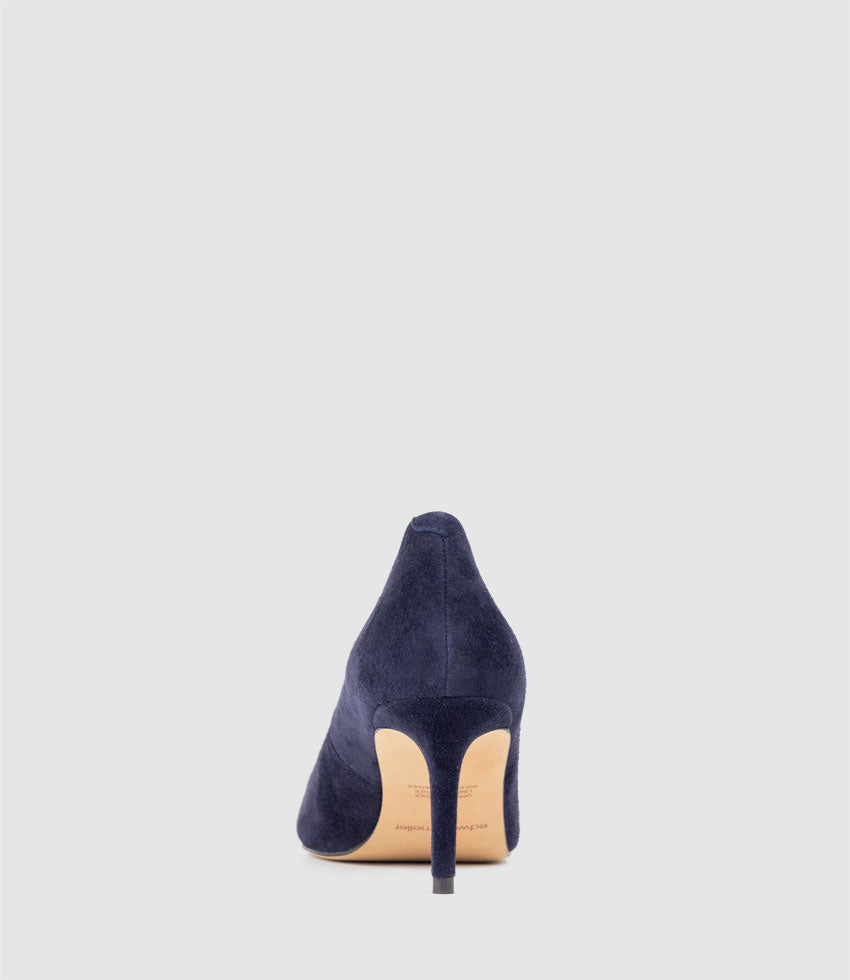 DIYU70 Pointed Pump in Navy Suede - Edward Meller