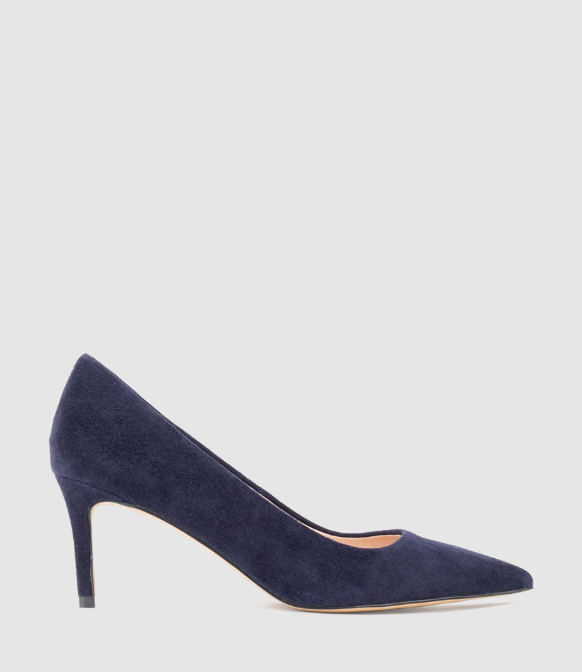DIYU70 Pointed Pump in Navy Suede - Edward Meller