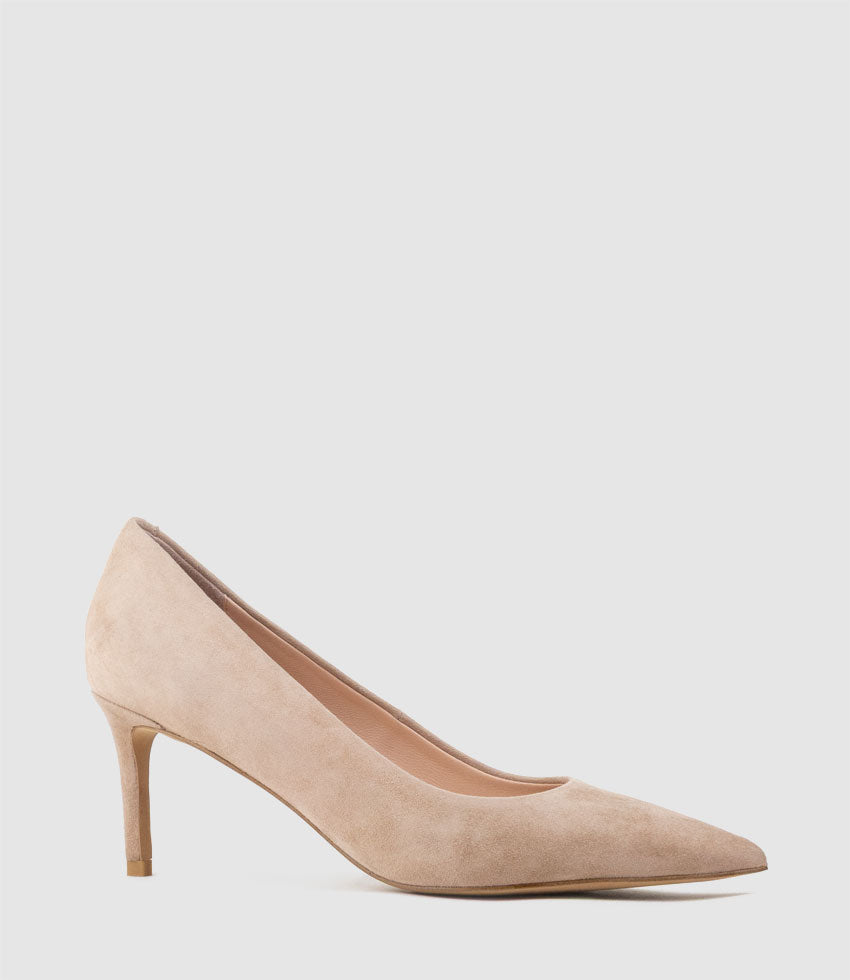 DIYU70 Pointed Pump in Nude Suede - Edward Meller