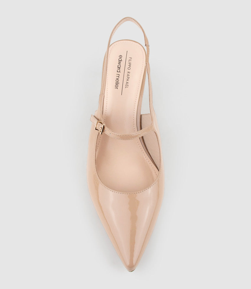 DOVE55 Slingback with Strap in Nude Patent - Edward Meller