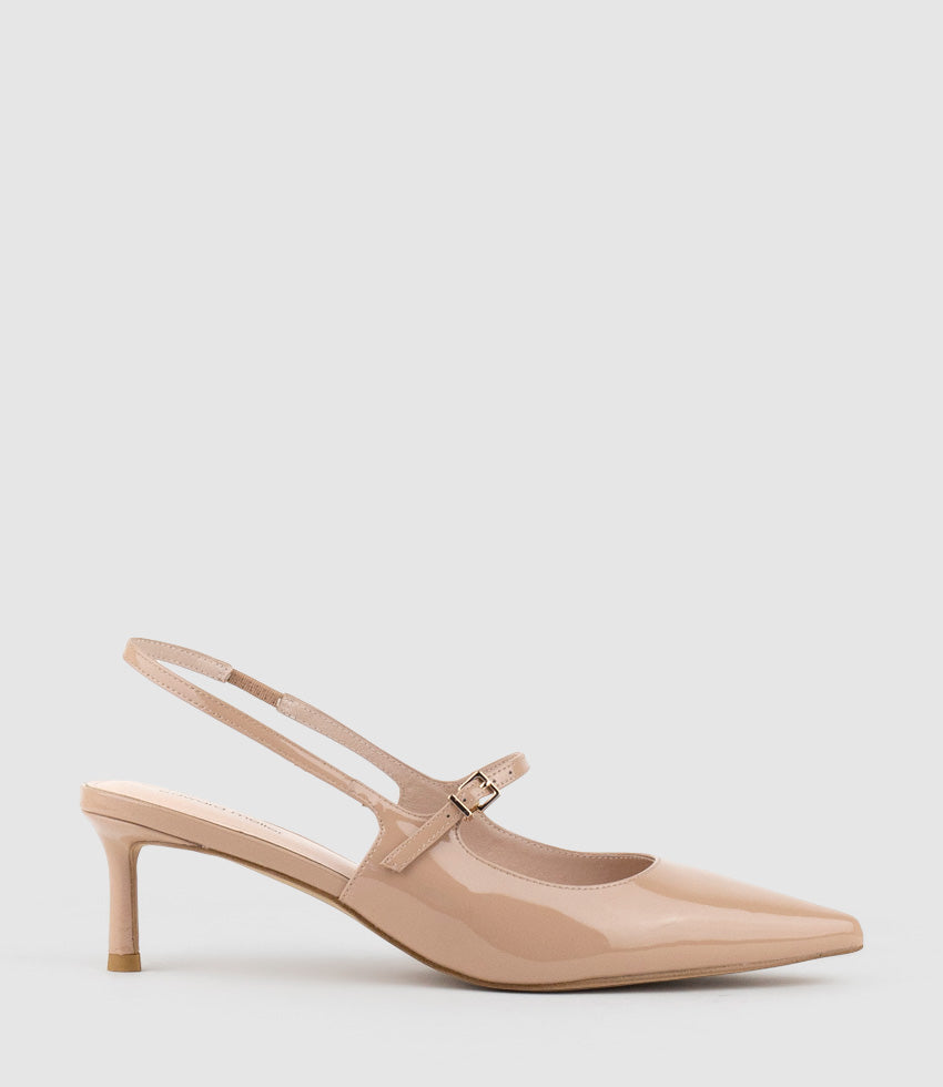 DOVE55 Slingback with Strap in Nude Patent - Edward Meller