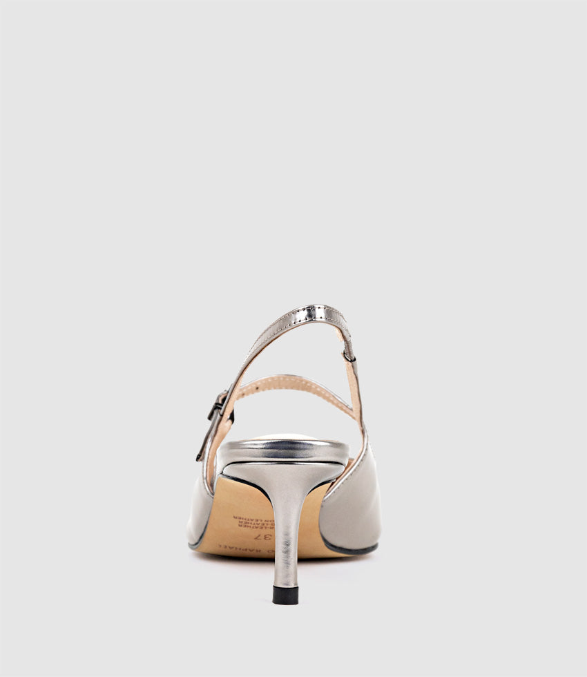 DOVE55 Slingback with Strap in Pewter High Shine - Edward Meller