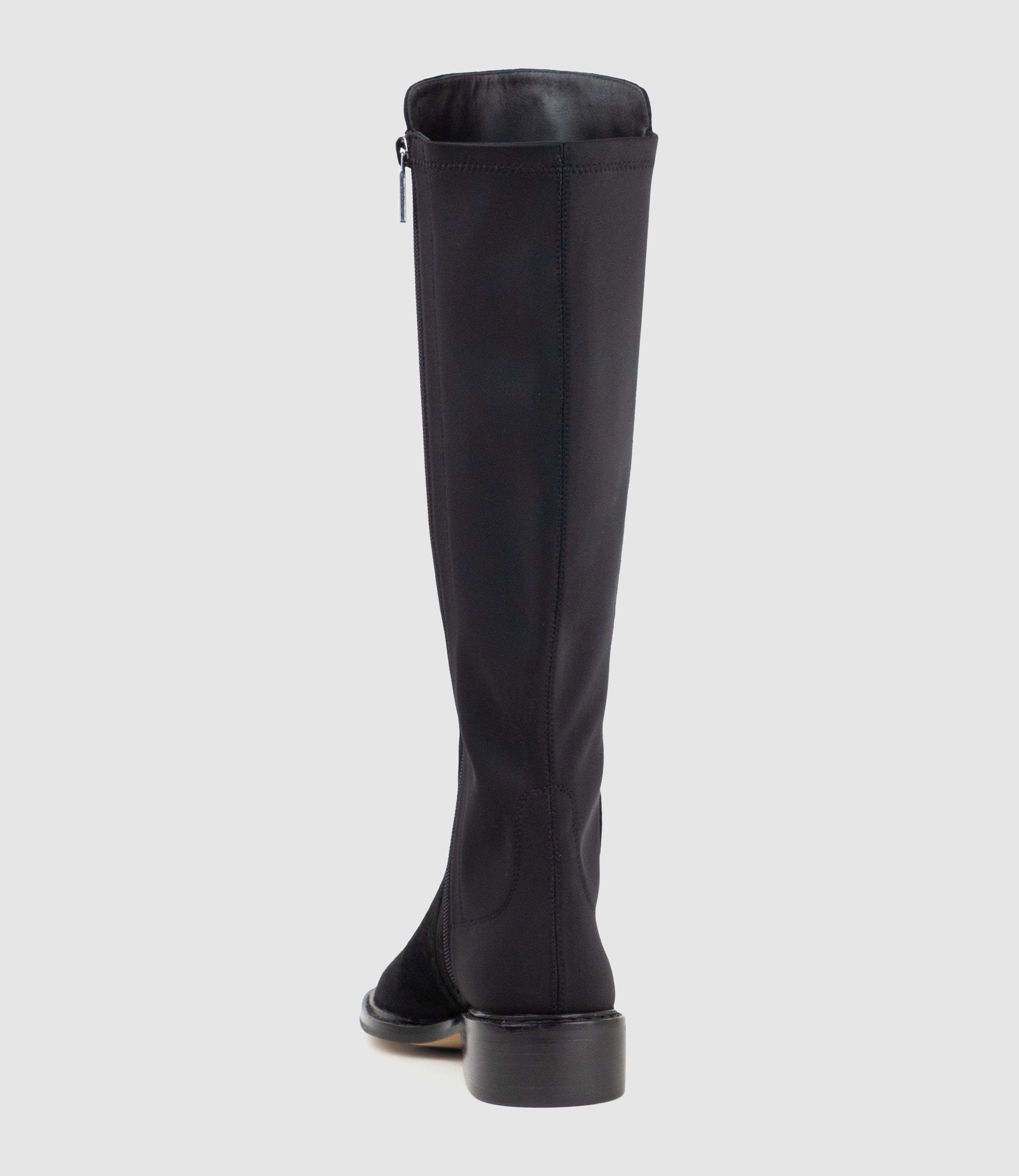 VALOR30 Knee High Stretch Back Boot in Black Suede