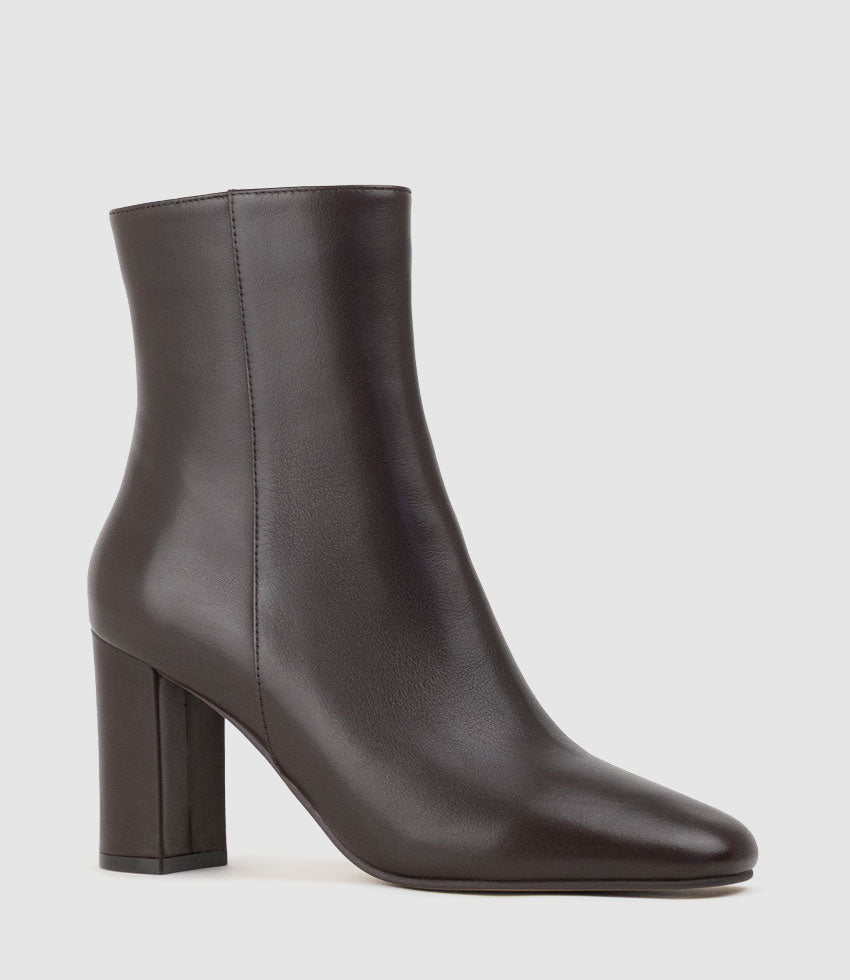 XADIA85 Block Heel Ankle Boot in Chocolate Calf
