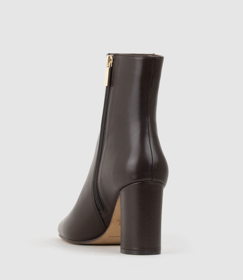 XADIA85 Block Heel Ankle Boot in Chocolate Calf