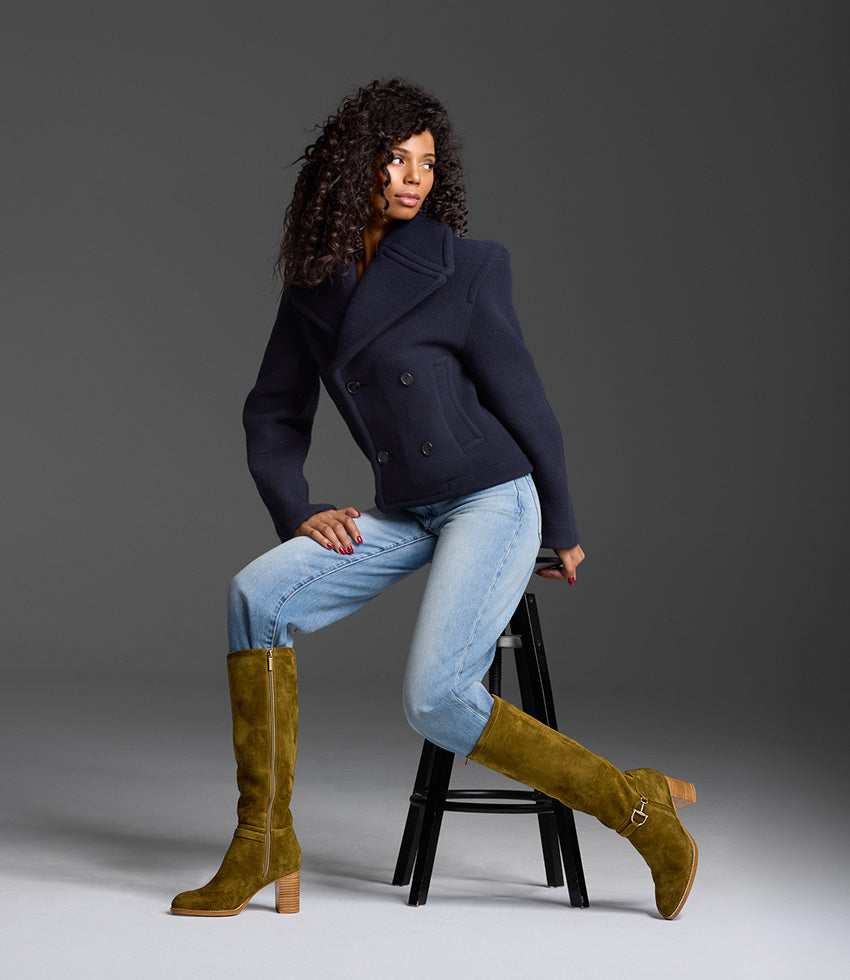 VIRTUAL70 Knee High Boot in Military Suede
