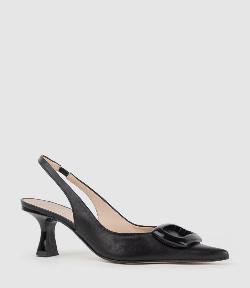 DULCIA60 Slingback Pump with Ornament in Black - Edward Meller