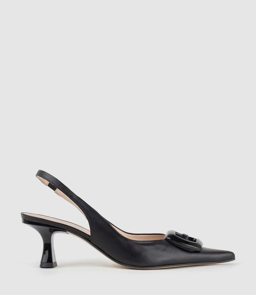 DULCIA60 Slingback Pump with Ornament in Black - Edward Meller